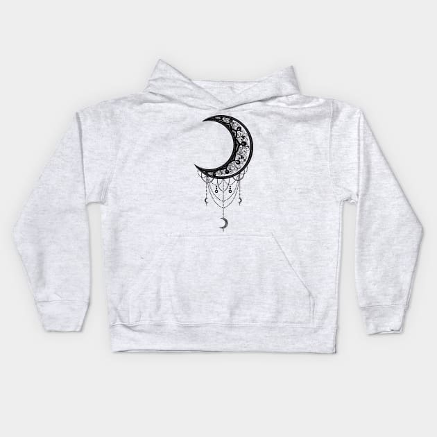 Mandala Moon Kids Hoodie by TomCage